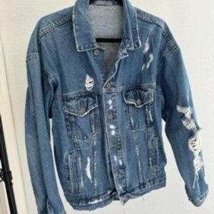 Oversized Distressed Carmar Denim Jacket (Size Small) - Streetwear Statement